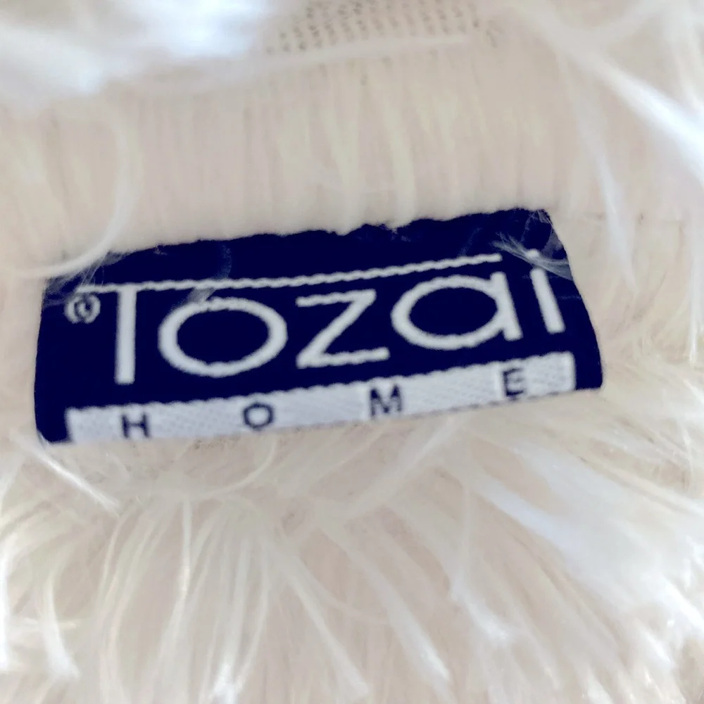 Tozai Home Faux Fur Throw Pillow 19” x 19” Contemporary Decorative Decor White